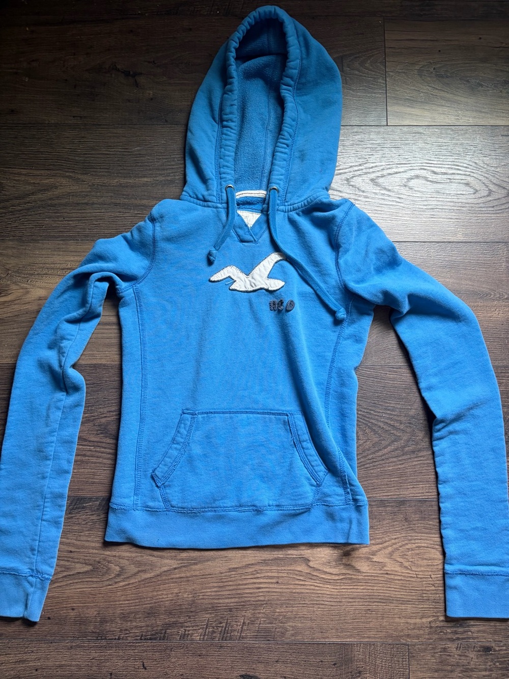 Hollister Bright Blue Pullover Hoodie with Logo Patch